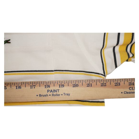 Vintage Lacoste Polo Shirt Size 5 Yellow Striped White Made in France Retro 90s - Picture 6 of 6